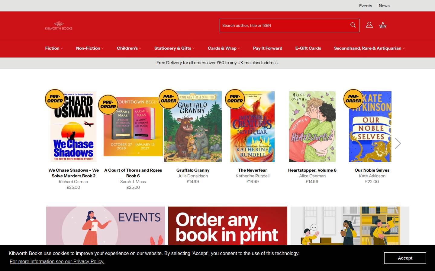 kibworthbooks.com homepage screenshot