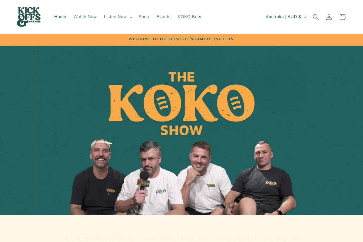 kickoffsandkickons.com homepage screenshot