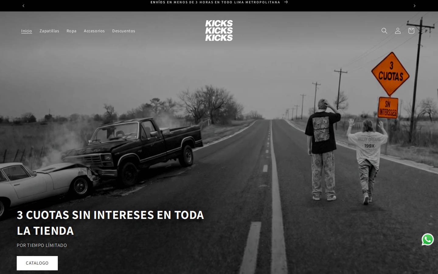 kicks.pe homepage screenshot