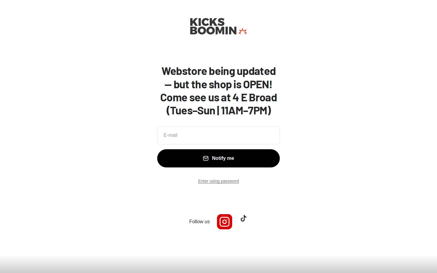 kicksboomin.com homepage screenshot