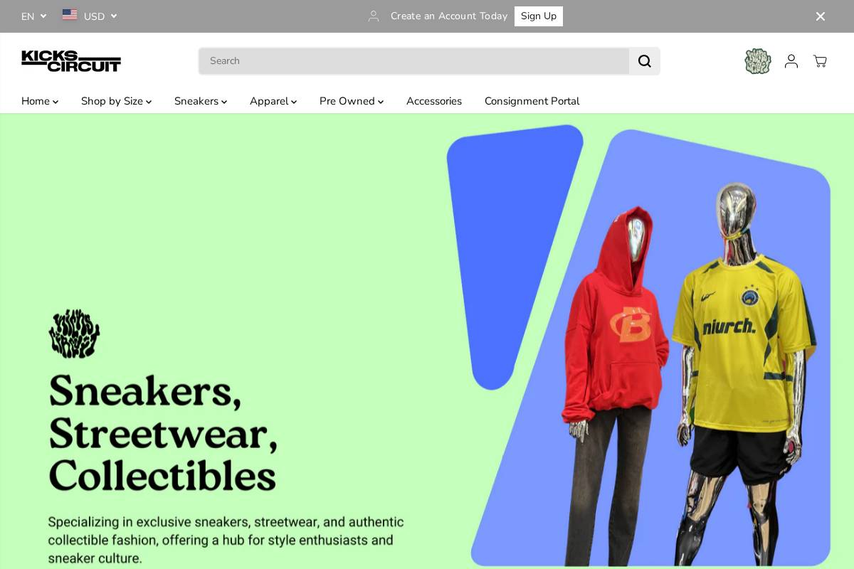 kickscircuit.com homepage screenshot