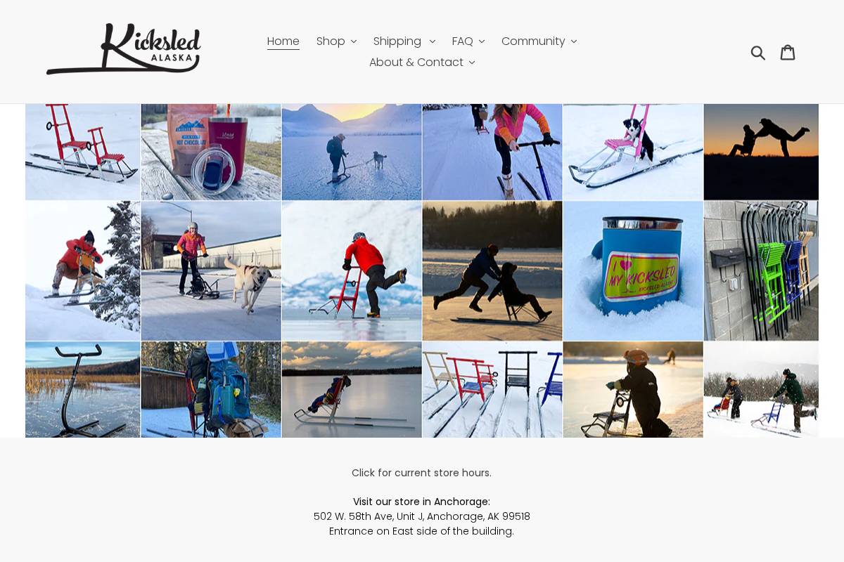 Kicksled Alaska homepage screenshot