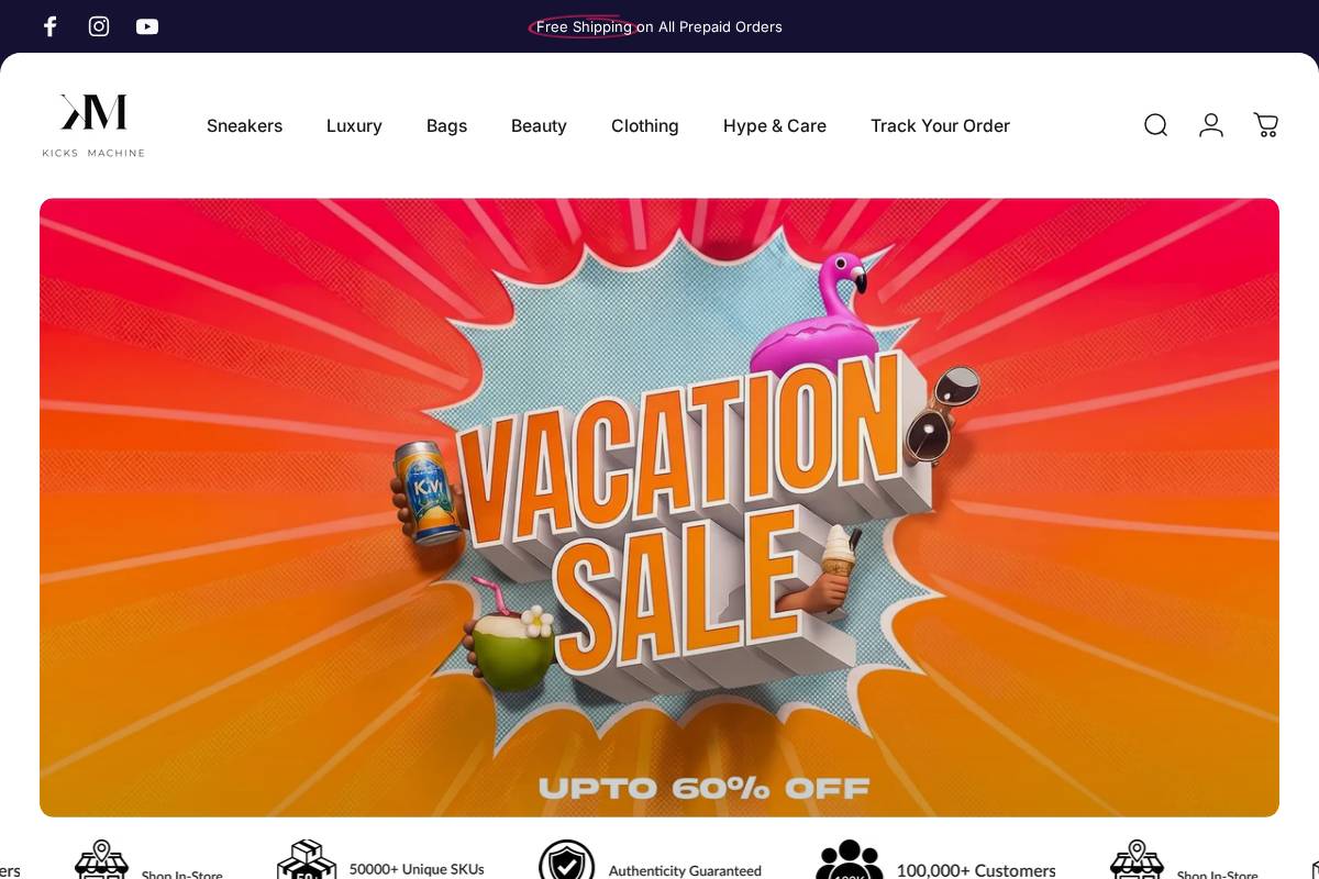 kicksmachine.com homepage screenshot