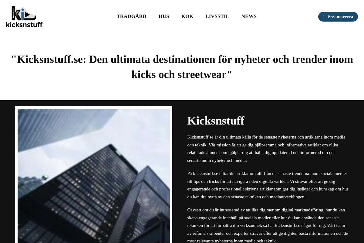 Kicksnstuff homepage screenshot