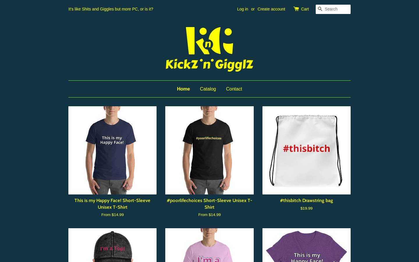 kickzngigglz.com homepage screenshot