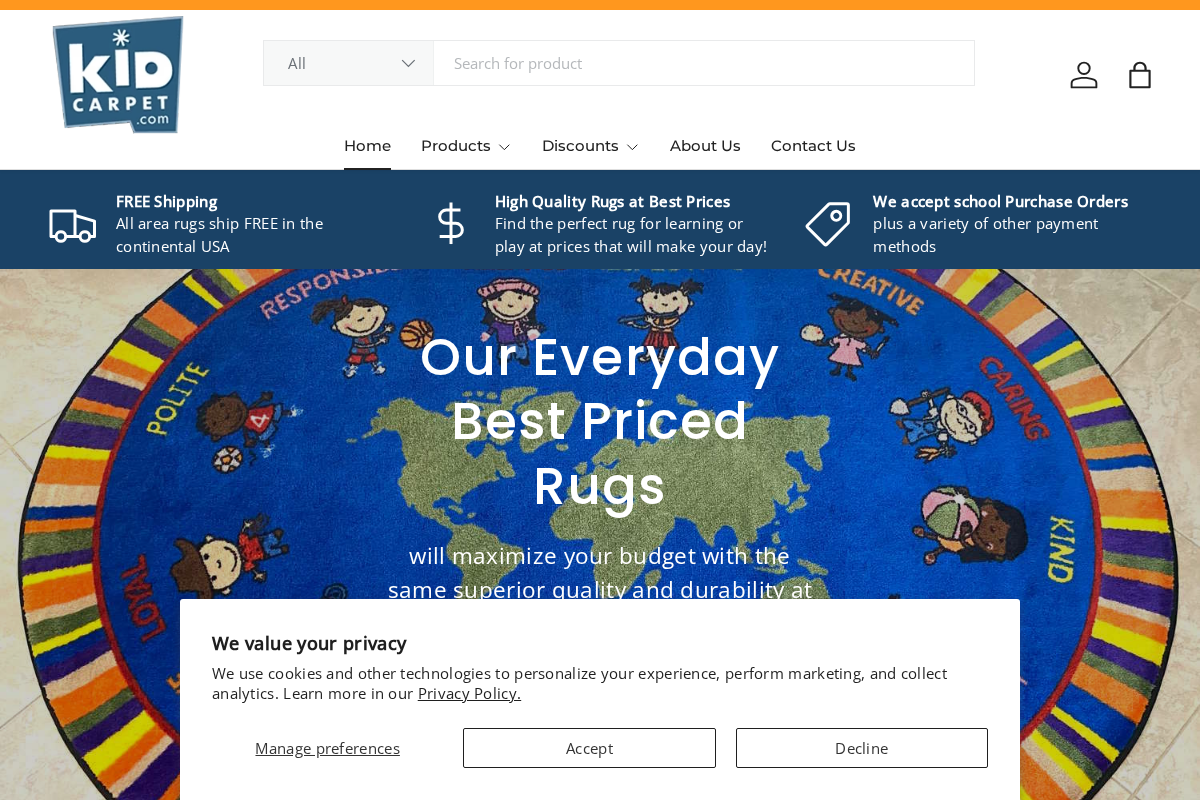 Kid Carpets homepage screenshot