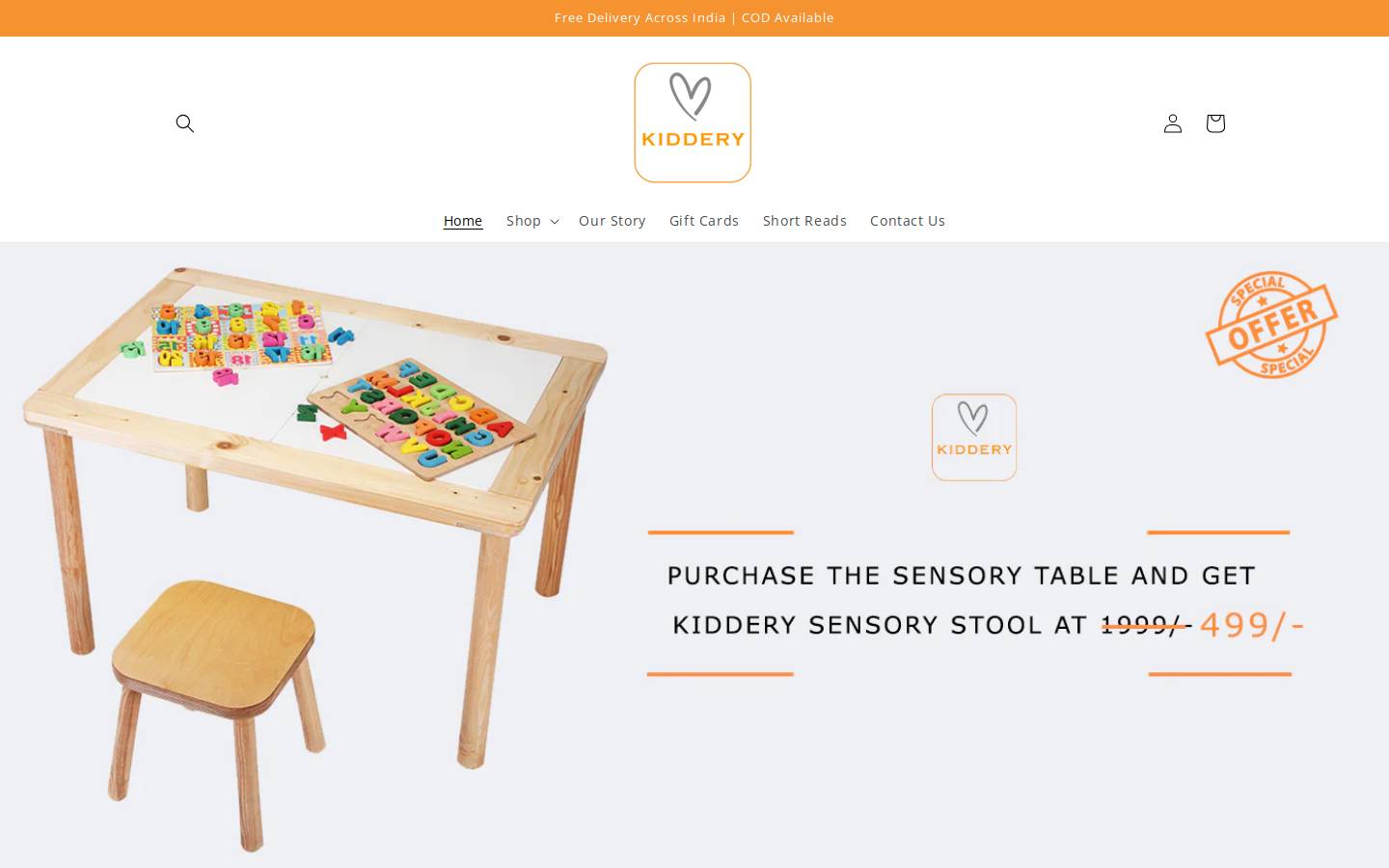 kiddery.in homepage screenshot