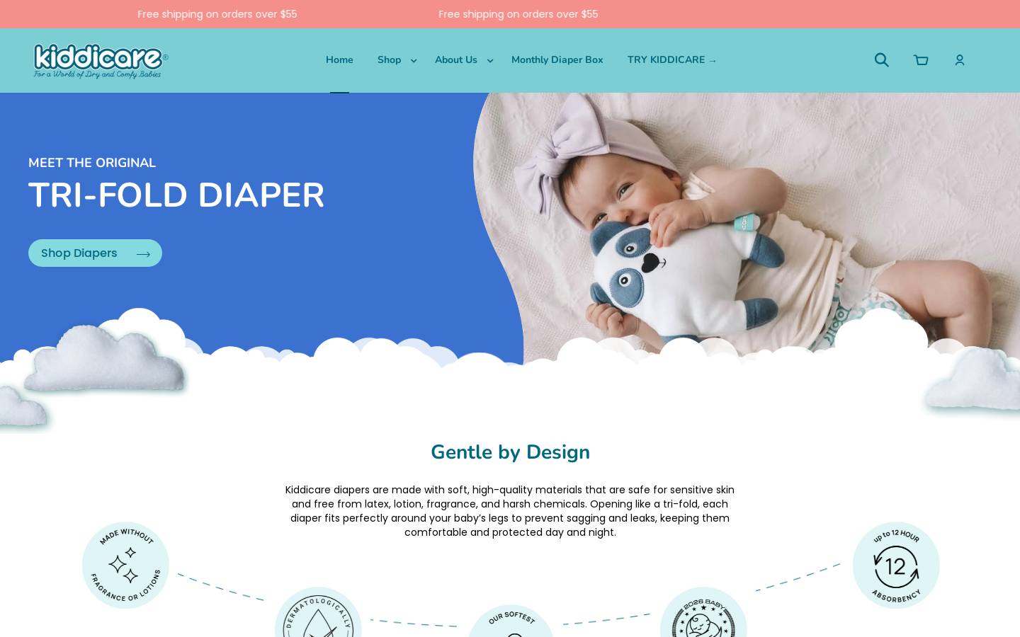 kiddicarebaby.com homepage screenshot