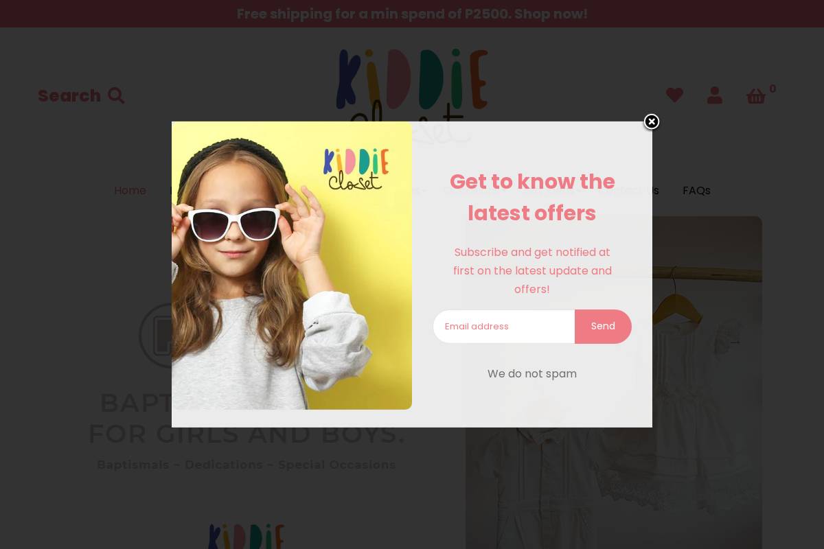 kiddiecloset.com homepage screenshot