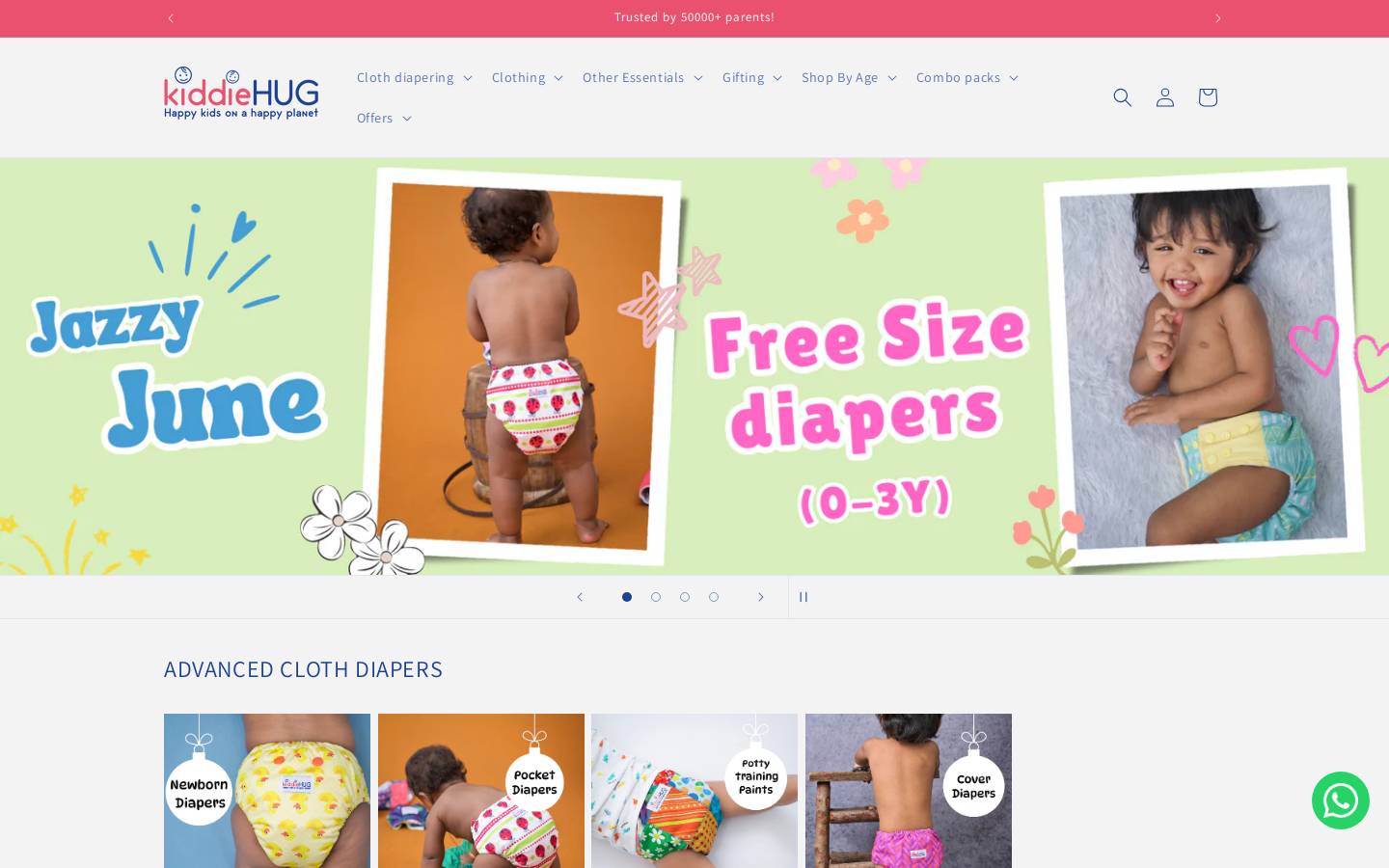 kiddiehug.com homepage screenshot