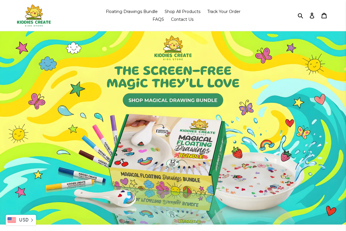 Kiddiescreate homepage screenshot