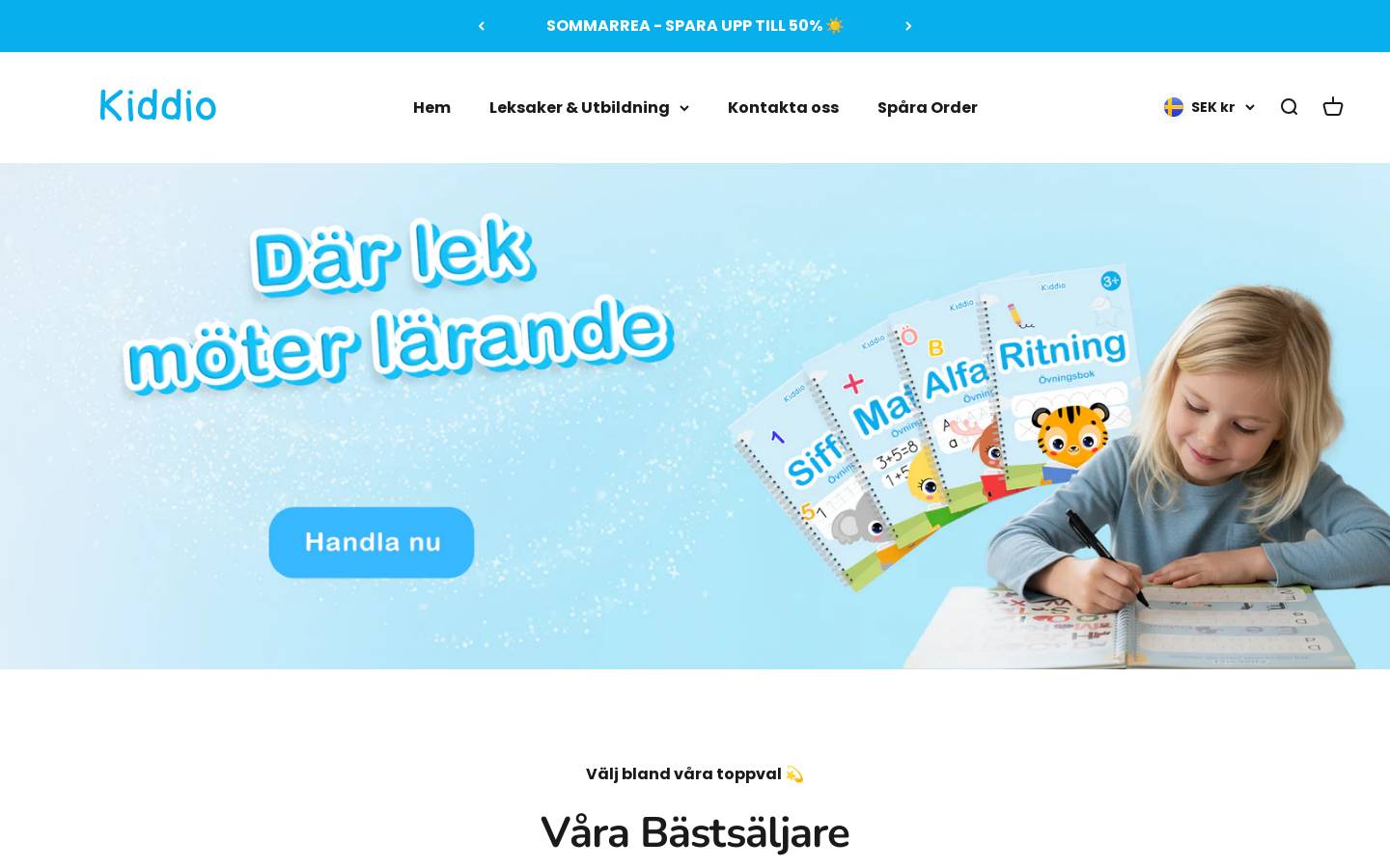 Kiddio homepage screenshot