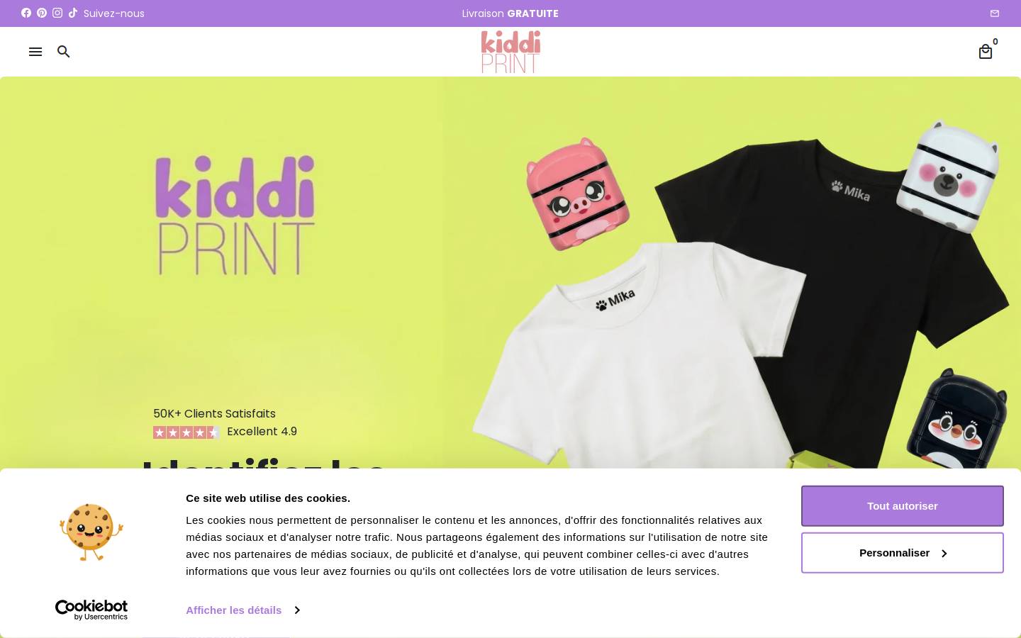 Kiddiprint homepage screenshot