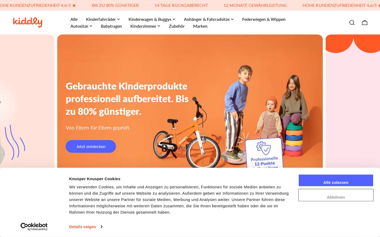 kiddly.de homepage screenshot