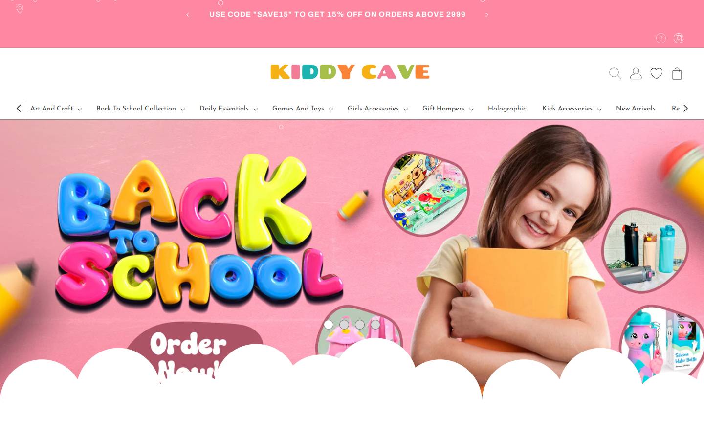 Kiddycave homepage screenshot