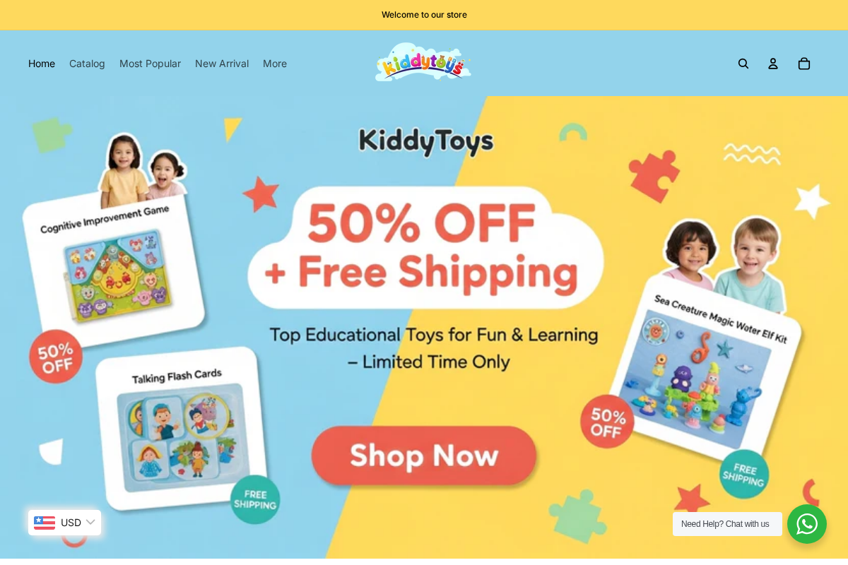 Kiddytoys homepage screenshot