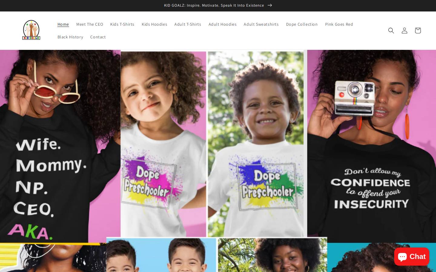 kidgoalz.com homepage screenshot