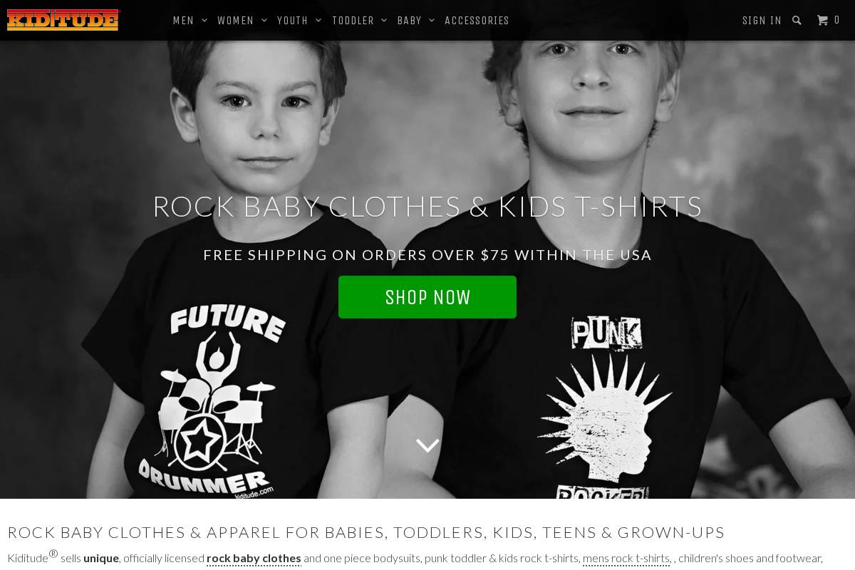 kiditude.com homepage screenshot