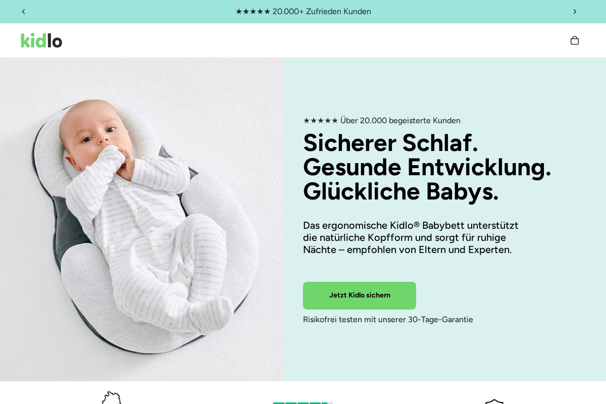 Kidlo homepage screenshot