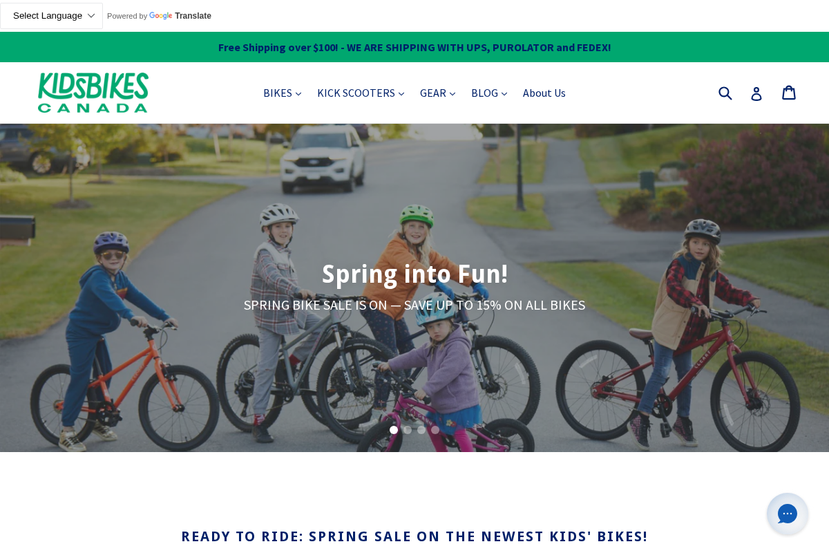 Kids Bikes Canada homepage screenshot