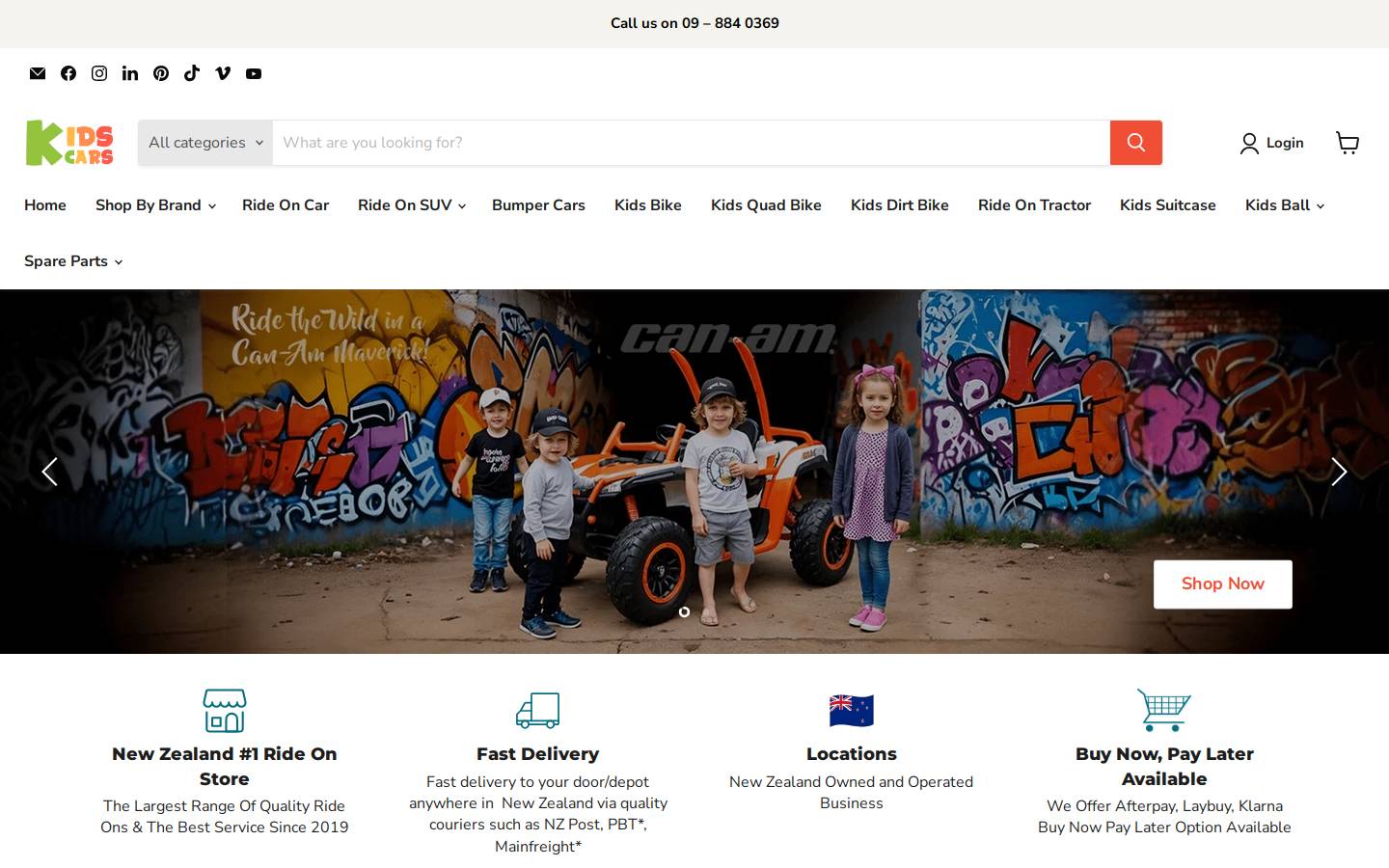 kidscars.co.nz homepage screenshot