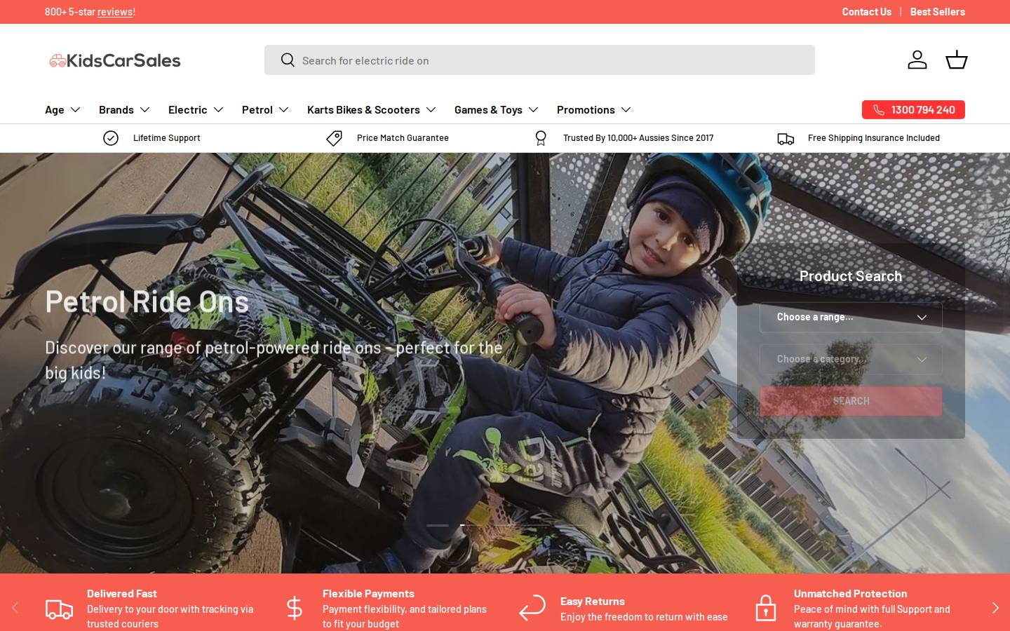 kidscarsales.com.au homepage screenshot