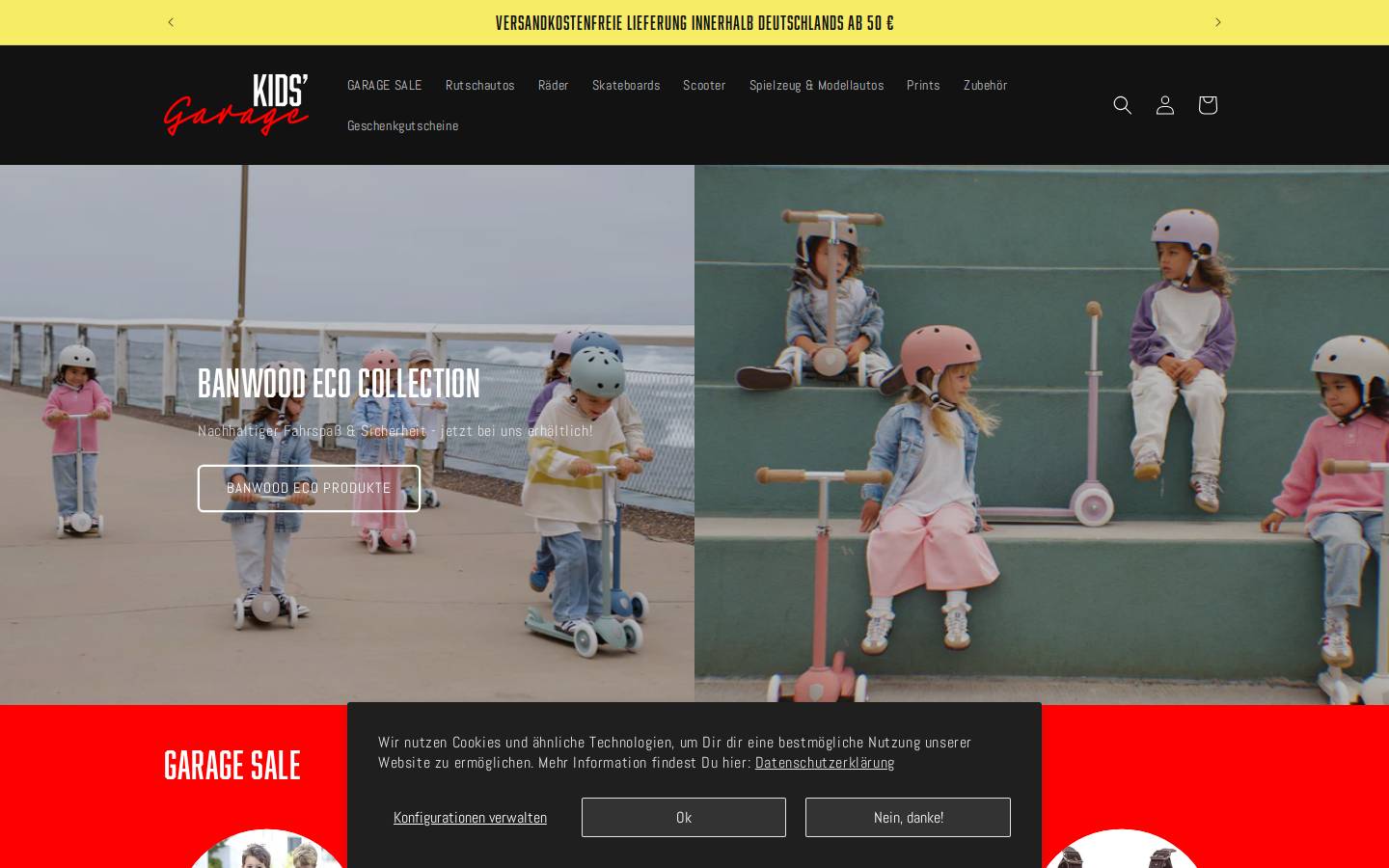 kidsgarage.store homepage screenshot