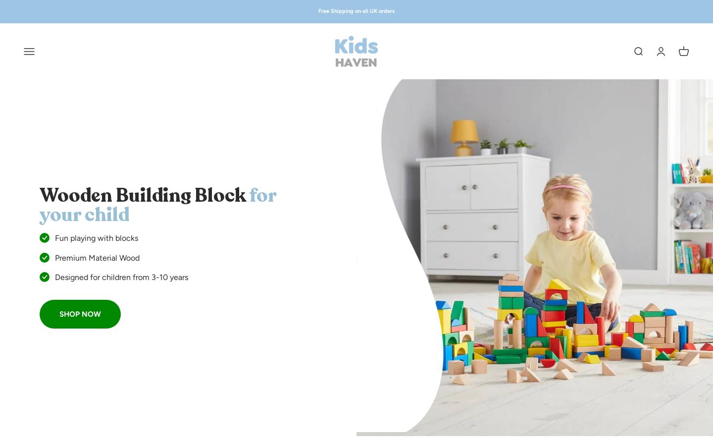 kidshaven.shop homepage screenshot