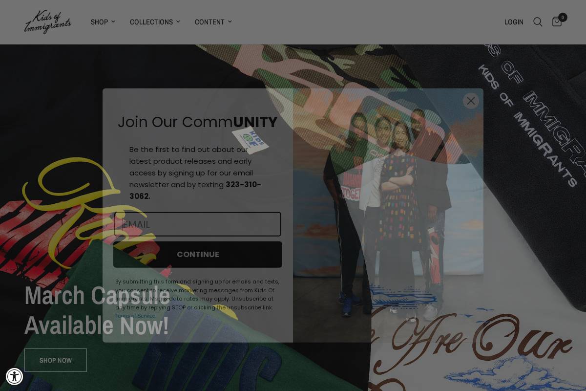 kidsofimmigrants.us homepage screenshot