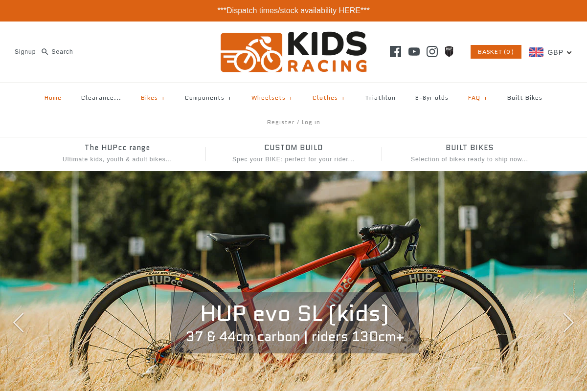 KidsRacing homepage screenshot