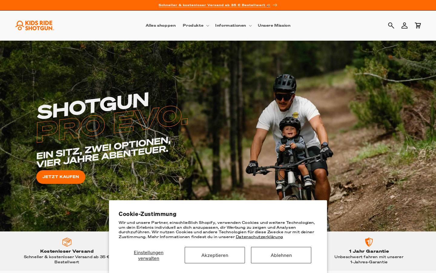 kidsrideshotgun.com homepage screenshot