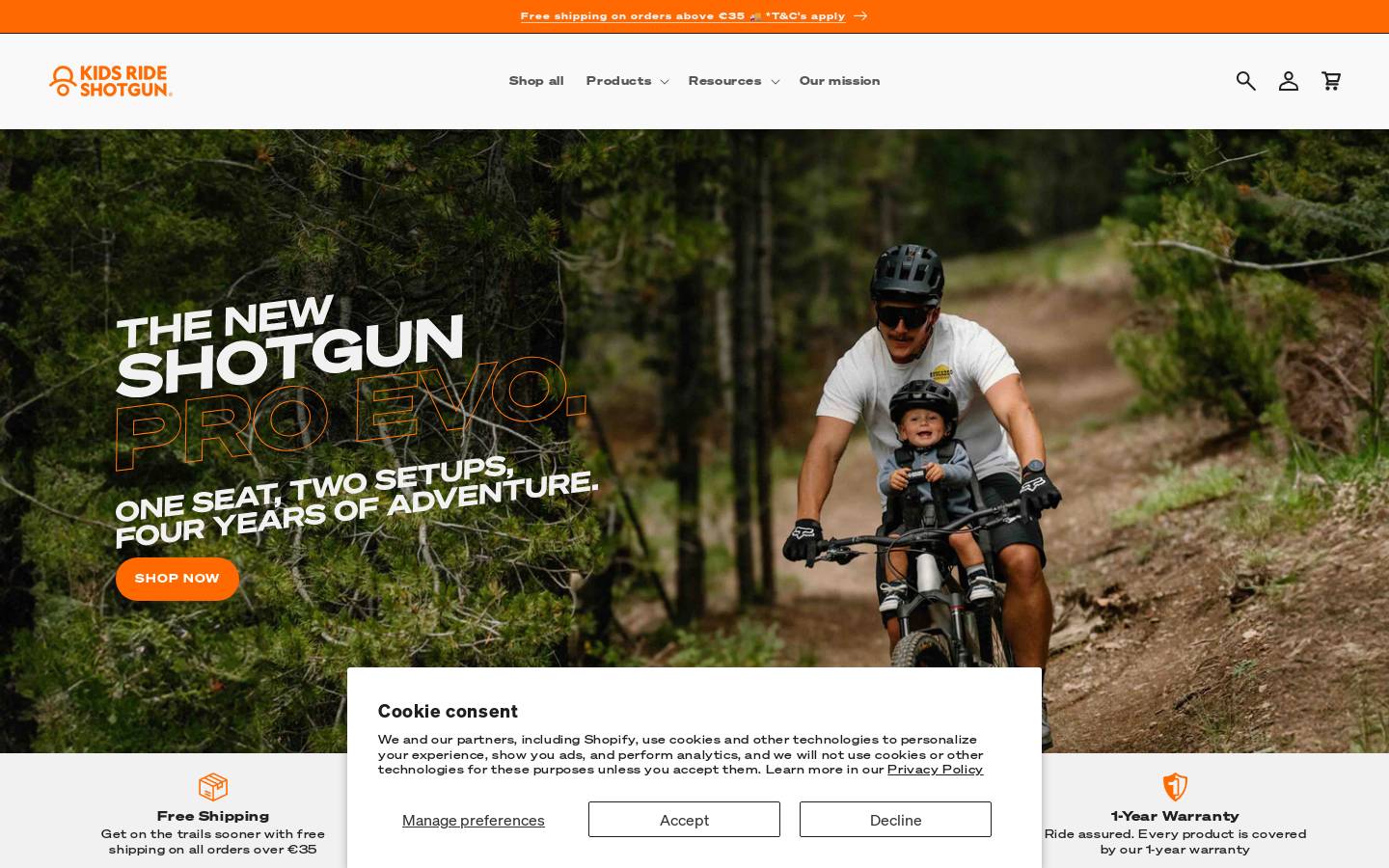 kidsrideshotgun.com homepage screenshot