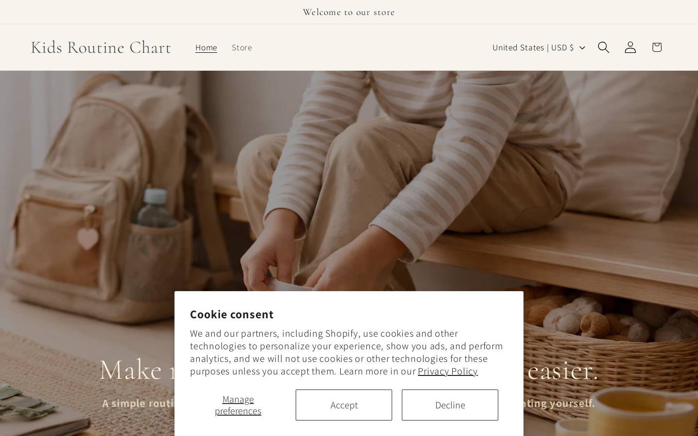 kidsroutinechart.com homepage screenshot