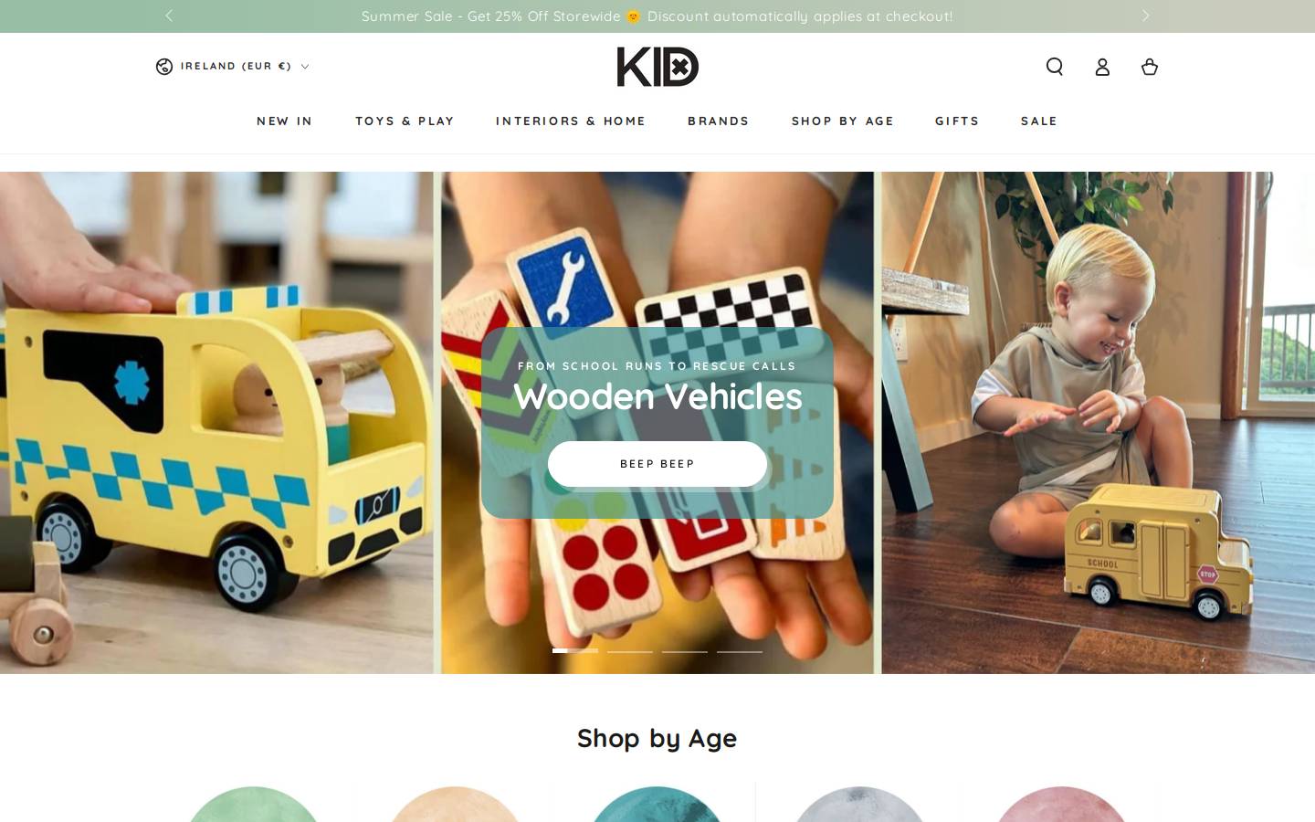 Kidstore homepage screenshot