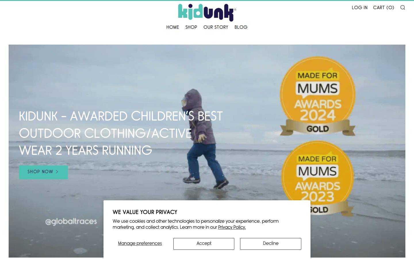 Kidunk homepage screenshot
