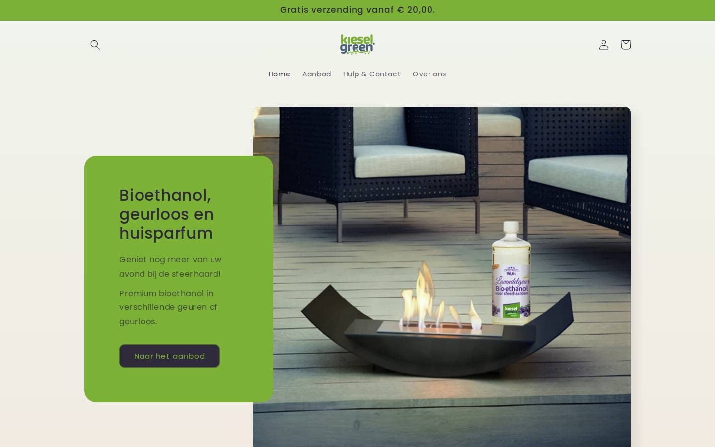 kieselgreen-bioethanol.nl homepage screenshot