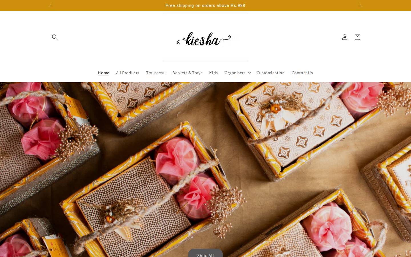 kiesha.in homepage screenshot