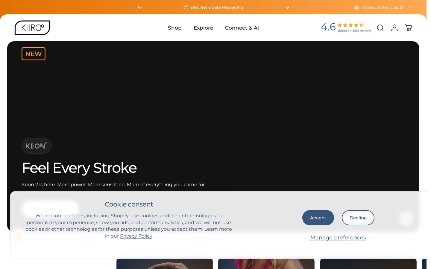 Kiiroo homepage screenshot