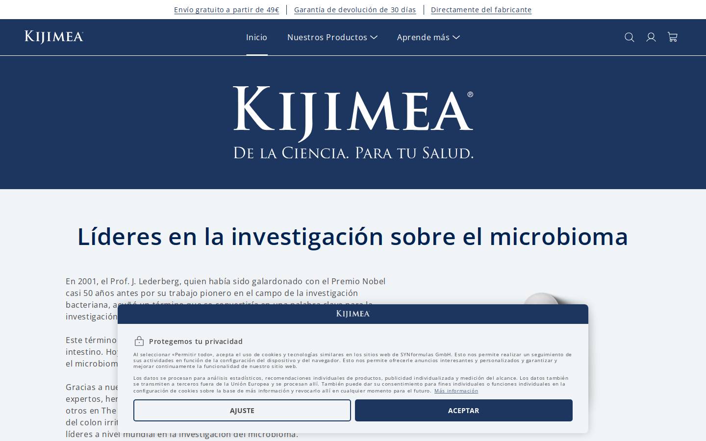 Kijimea Spain homepage screenshot