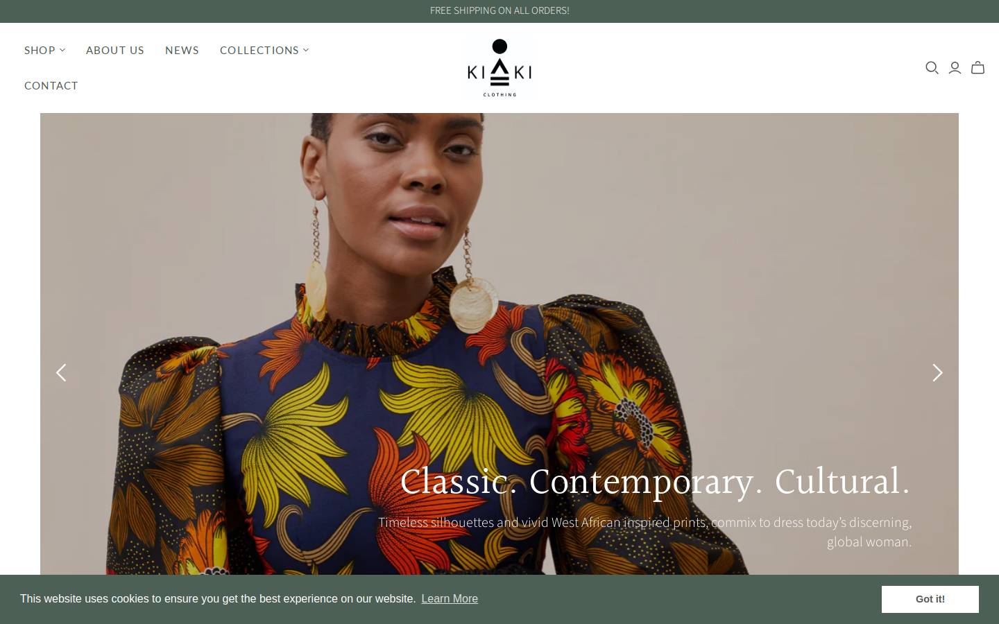 kikiclothing.com homepage screenshot