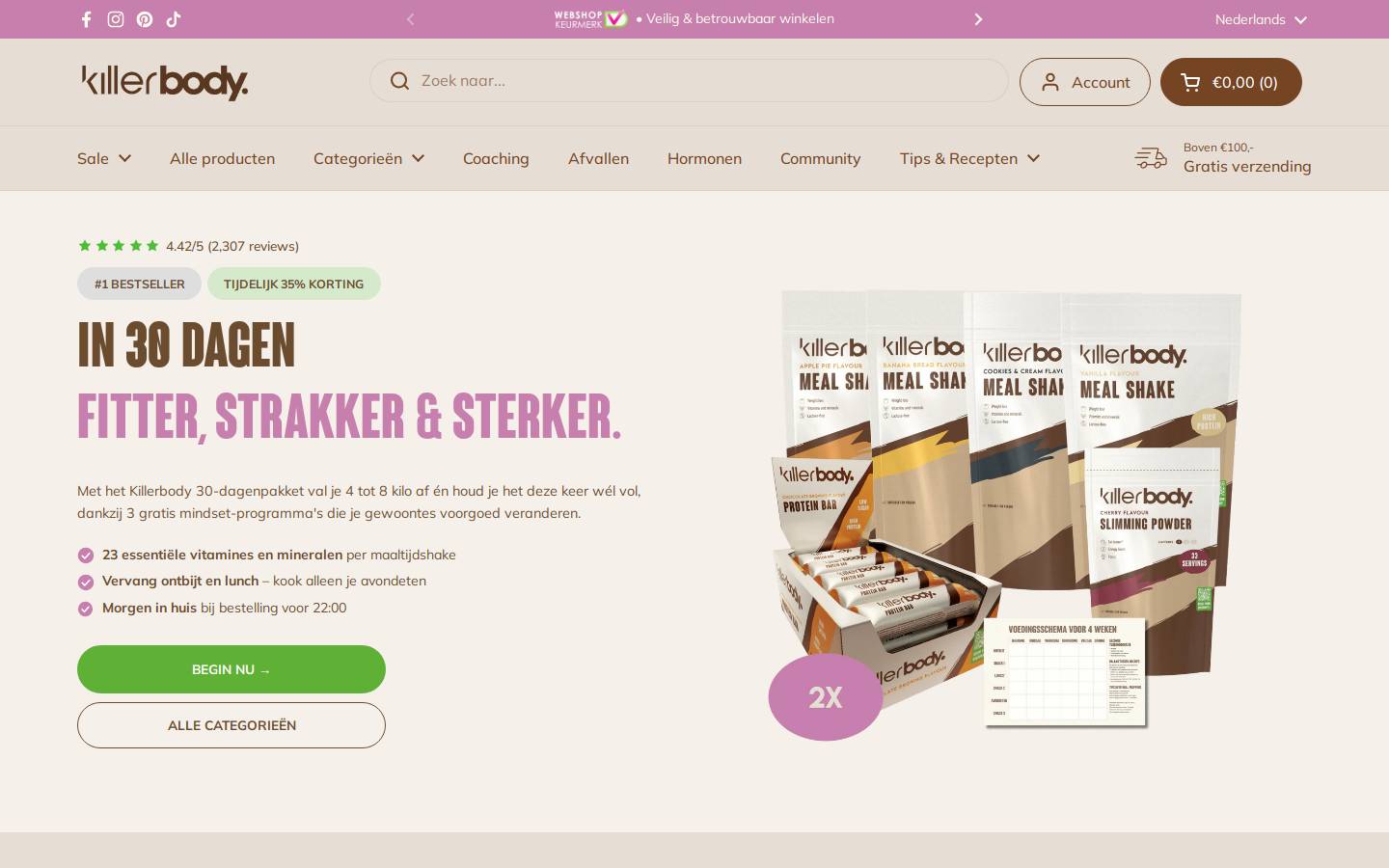 Killerbody homepage screenshot