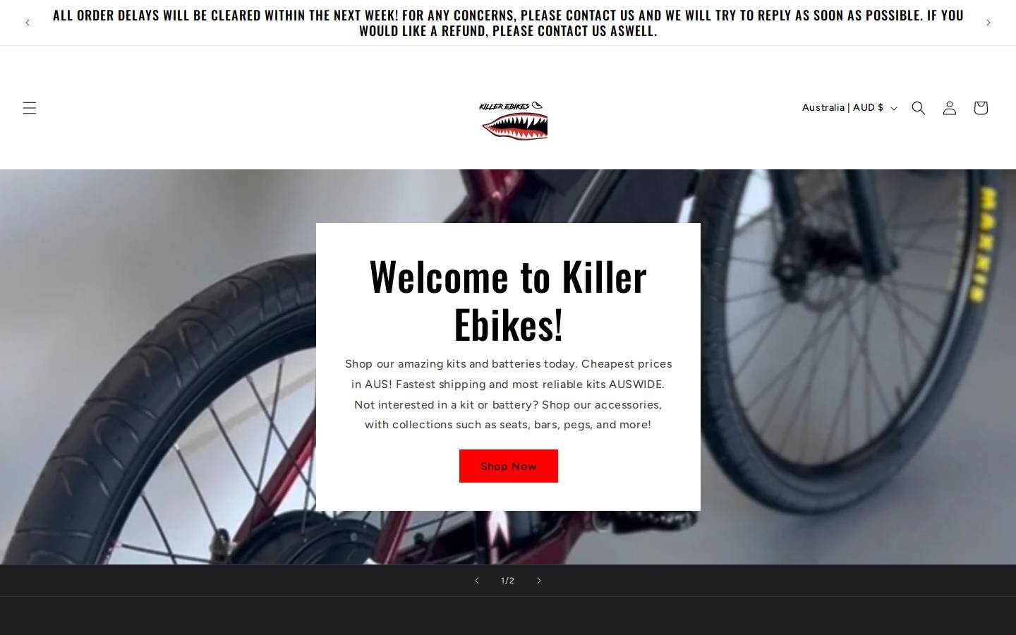 killerebikes.com homepage screenshot