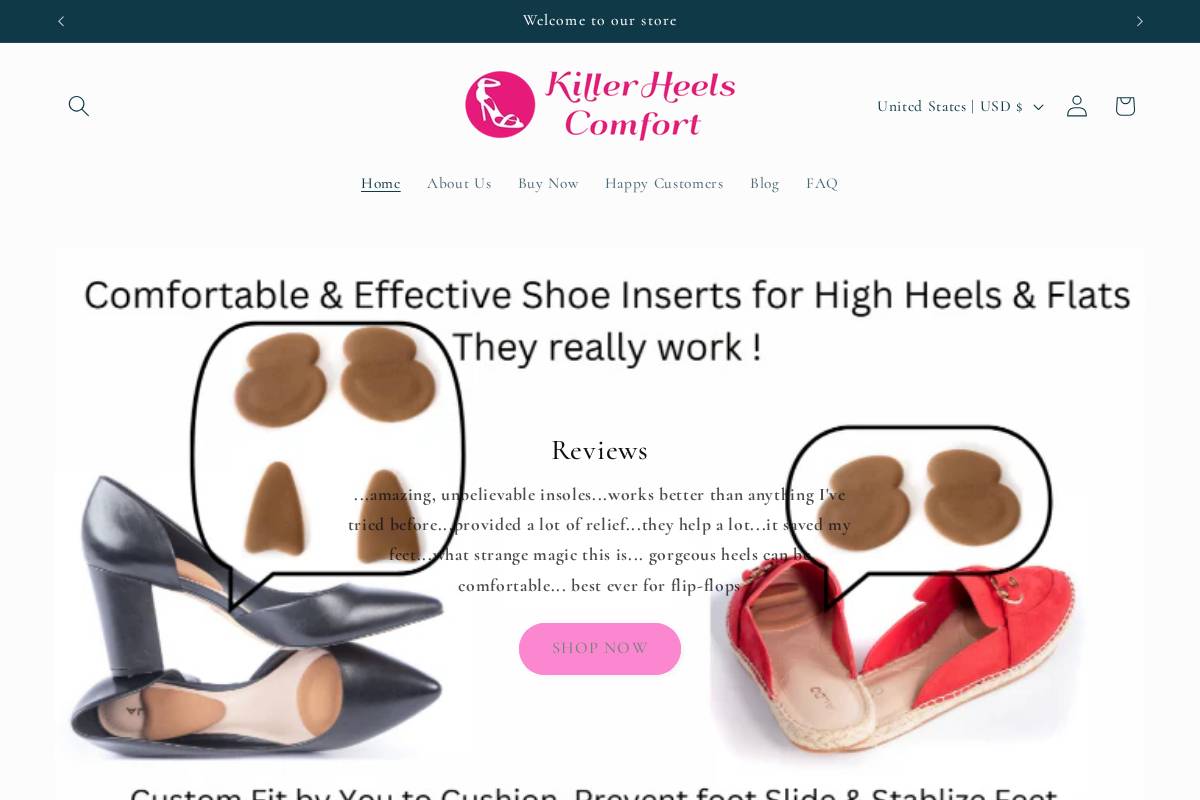 killerheelscomfort.com homepage screenshot