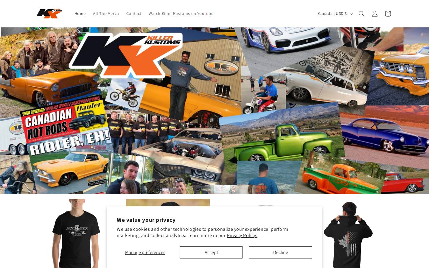 killerkustoms.com homepage screenshot