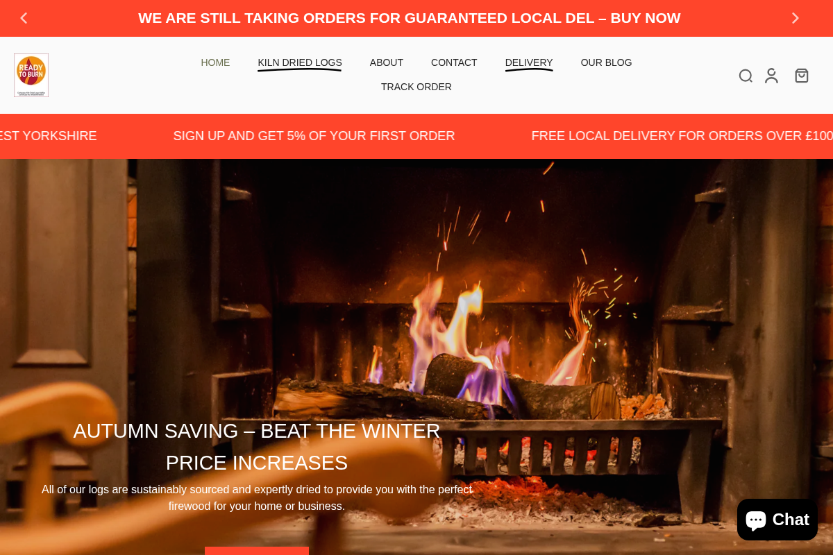 Kiln Dried Logs UK homepage screenshot