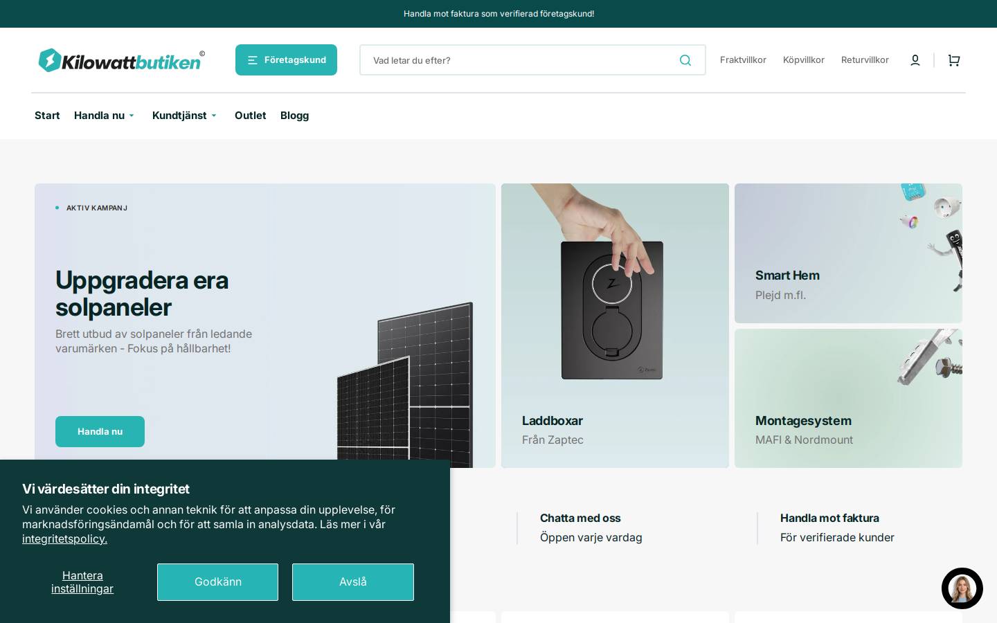 Kilowattbutiken AB homepage screenshot