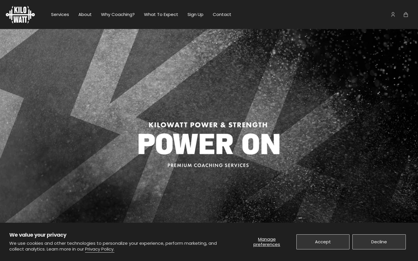 kilowattpowerandstrength.com homepage screenshot