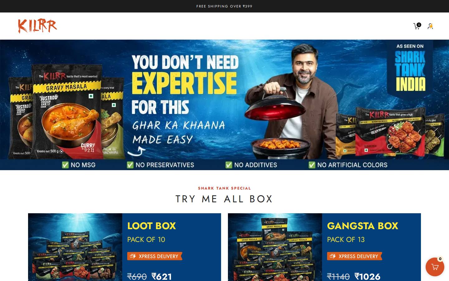 Kilrr homepage screenshot