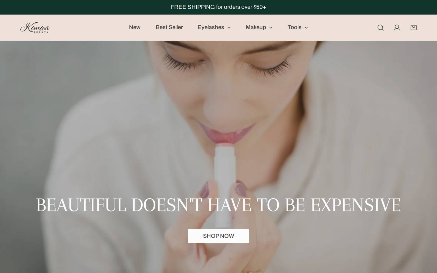kimiesbeauty.com homepage screenshot