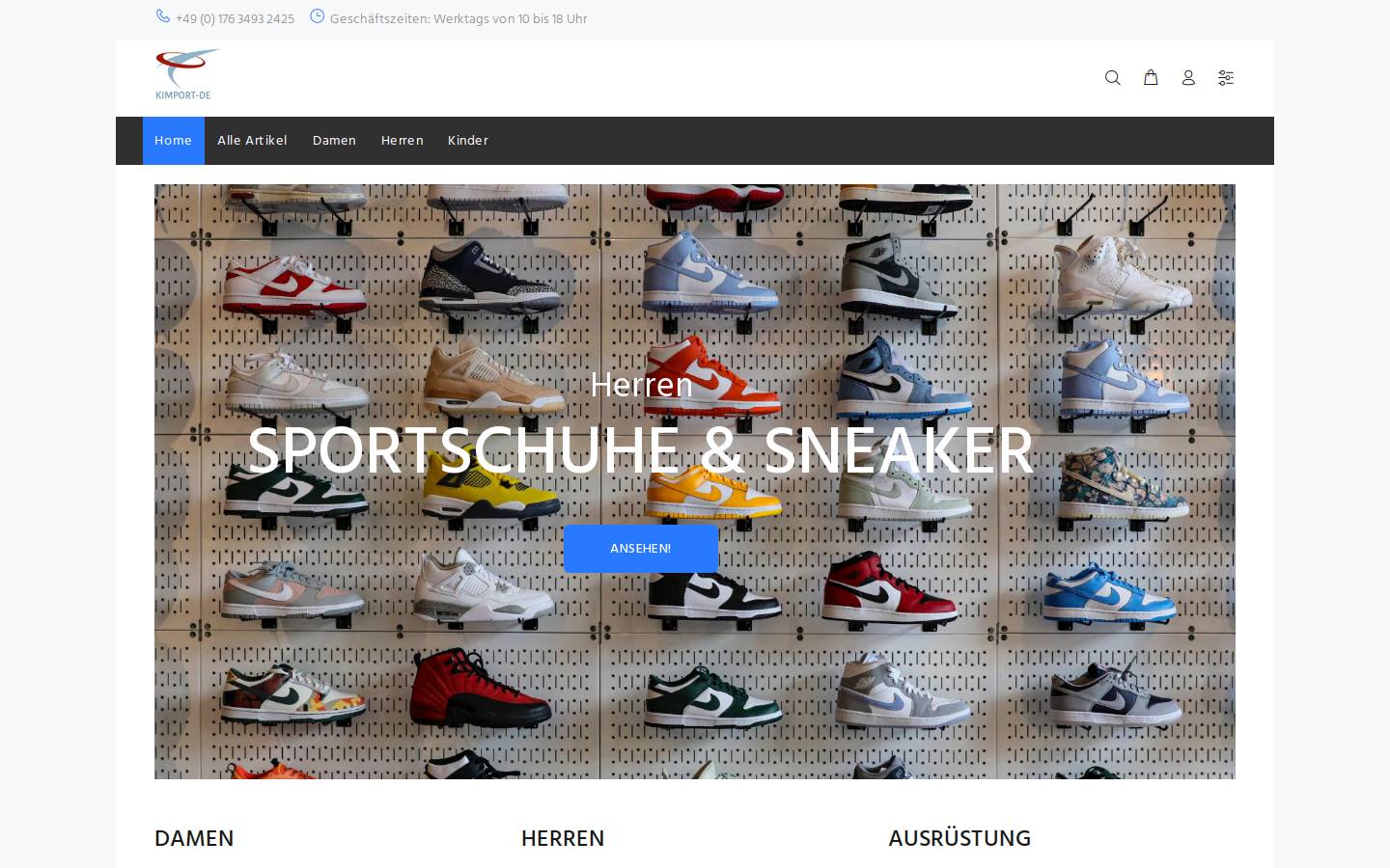 Kimport homepage screenshot